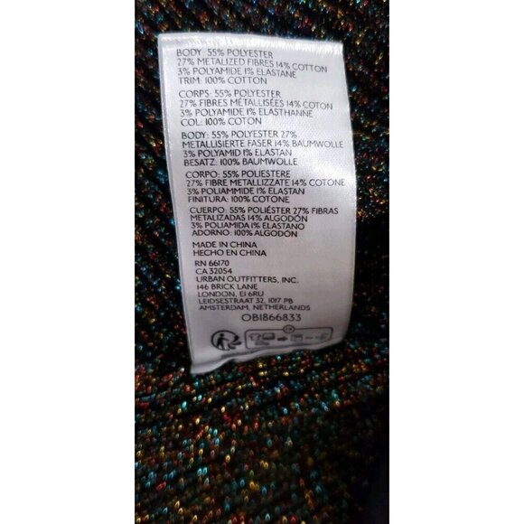 NEW FREE PEOPLE INTIMATELY BLACK RAINBOW LUREX LONG SLEEVE BODYSUIT SZ MEDIUM - Picture 10 of 12